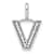 14K White Gold Diamond Lower Case Letter V Initial Pendant