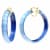14K Yellow Gold Over Sterling Silver Large Iridescent Acrylic Hoops in Blue