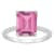 10x8mm Emerald Cut Pink Topaz and 1/10 ctw Diamond Rhodium Over Sterling
Silver Ring