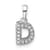 14K White Gold Diamond Letter D Initial with Bail Pendant