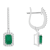 6x4mm Emerald Cut Emerald 1/3 ctw Diamond Rhodium Over Sterling Silver
Halo Dangle Earrings