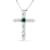 0.18ctw Emerald and Diamond Cross Pendant in 14k White Gold