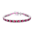 Ruby Color CZ Tennis Bracelet In Sterling Silver
