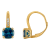 10K Yellow Gold London Blue Topaz and Diamond Leverback Earrings 2.76ctw