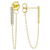 Bar Chain Earrings With CZ In 18K Gold Over Sterling Silver