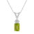 7x5mm Emerald Cut Peridot with Diamond Accents 14k White Gold Pendant
With Chain