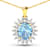Oval Blue Aquamarine and White Diamond 14K Yellow Gold Halo Pendant with
Cable Chain 2.70ctw