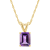 8x6mm Emerald Cut Amethyst 14k Yellow Gold Pendant With Chain