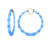 14K Yellow Gold Over Sterling Silver XL Bamboo Acrylic Hoops in Blue