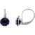 10K White Gold Lab Created Sapphire and Diamond Round Leverback Earrings 2.53ctw