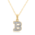 White Diamond Accent 10k Yellow Gold B Initial Pendant With 18” Rope Chain