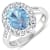 2.5ctw Blue Aquamarine and Diamond 14K White Gold Halo Ring