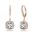 Square CZ Halo Drop Earrings In 18K Rose Gold Over Sterling Silver