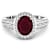 Oval Red Ruby Diamond Bridge 14K White Gold Ring