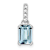 Rhodium Over 10k White Gold 1 ctw Aquamarine and Accent Diamond Pendant
