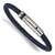 Blue Leather and Stainless Steel Polished 8.25-inch Bracelet