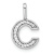 14K White Gold Diamond Lower Case Letter C Initial Pendant