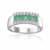 Oval Emerald and Round Moissanite Sterling Silver Wide Band Ring
