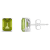 8x6mm Rectangular Octagonal Peridot Rhodium Over Sterling Silver Stud Earrings