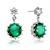 Emerald Color CZ Circle Drop Earrings In Sterling Silver
