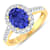 1.8ctw Violet Tanzanite and Diamond 14K Yellow Gold Halo Ring