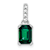 Rhodium Over 10k White Gold 1 ctw Lab Created Emerald and Accent Diamond Pendant