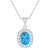 8x6mm Oval Swiss Blue Topaz and White Topaz Accent Rhodium Over Sterling
Silver Halo Pendant w/Chain