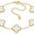 White Enamel Clover Gold-Tone Bracelet