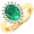 1.19ctw Green Emerald and Diamond 14K Yellow Gold Halo Ring
