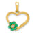 10k Yellow Gold Heart and Flower Pendant with Accent Diamond and 0.3
cttw Emerald Gemstone