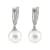 10-10.5mm White Cultured South Sea Pearl With Diamond 14k White Gold Earrings