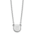 Rhodium Over Sterling Silver Tiny Circle Block Letter E Initial Necklace