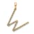14K Yellow Gold Diamond Letter W Initial Pendant