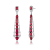 Red Cubic Zirconia, Rhodium Over Sterling Silver Ladder Style Dangle Earrings