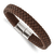 Braided Brown Leather and Stainless Steel Polished 8.5-inch Bracelet