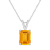 10x8mm Emerald Cut Citrine 14k White Gold Pendant With Chain