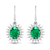 3.06ctw 14K White Gold  Zambian Green Emerald and White Diamond Halo Earrings