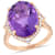 Amethyst, White Sapphire and Diamond 14K Rose Gold Cocktail Ring 8.53ctw