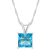 8mm Princess Cut Blue Topaz Rhodium Over Sterling Silver Pendant With Chain