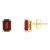 6x4mm Emerald Cut Garnet 14k Yellow Gold Stud Earrings