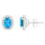 7x5mm Oval Blue Topaz 1/5 ctw Diamond Rhodium Over Sterling Silver Halo
Stud Earrings