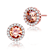 Coffee Color CZ Halo Stud Earrings In 18K Rose Gold Over Sterling Silver