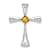 Rhodium Over 10k White Gold 0.29 cttw Citrine and Accent Diamond Cross Pendant