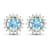1.30ctw 14K Yellow Gold Aquamarine and White Diamond Halo Earrings