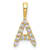 14K Yellow Gold Lab Grown Diamond Letter A Initial Pendant