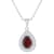 8x5mm Pear Shape Garnet and White Topaz Accent Rhodium Over Sterling
Silver Halo Pendant w/Chain