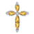 Rhodium Over 14k White Gold Citrine and Diamond Cross Chain Slide Pendant