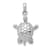 Rhodium Over 14k White Gold Solid 3D Polished and Textured Moveable
Turtle Pendant