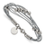 Gray Leather and Stainless Steel Polished Beaded Multi-Strand 8-inch Bracelet