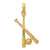 14k Yellow Gold Polished and Textured Open-Backed Bats and Baseball Pendant